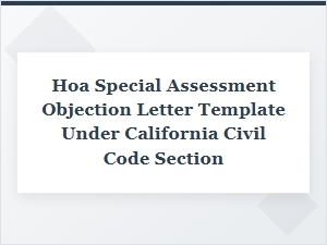California Hoa Assessment Objection Letter Template
