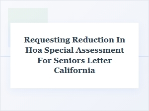 California Hoa Special Assessment Reduction Letter