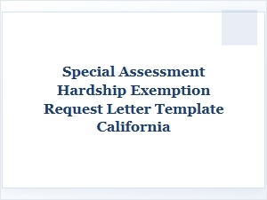 California Special Assessment Hardship Exemption Letter Template