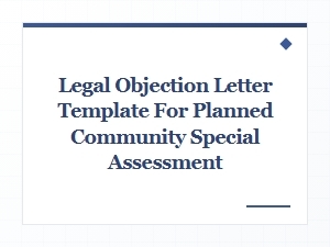 Special Assessment Objection Letter Template